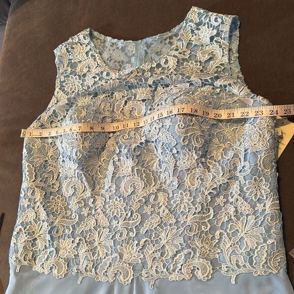 Women’s Pale Blue Chiffon & Lace Dress Matching Jacket Size XXL (20/22) - Picture 11 of 16